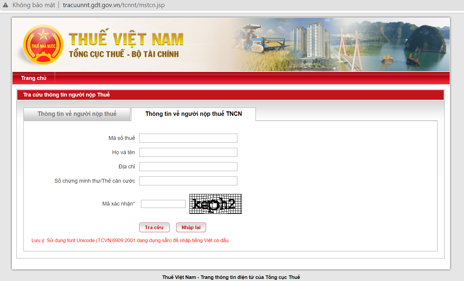 Trang website chính thức của Tổng Cục Thuế - Bộ Tài Chính Việt Nam