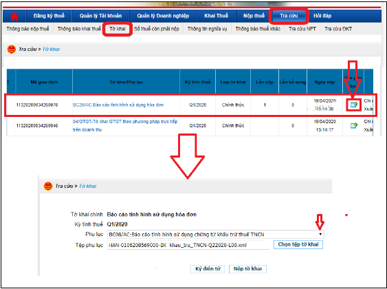Nộp báo cáo chứng từ khấu trừ thuế TNCN online