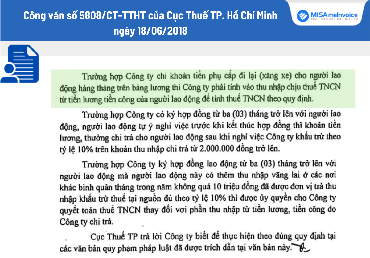 công văn 5808 về phụ cấp xăng xe điện thoại