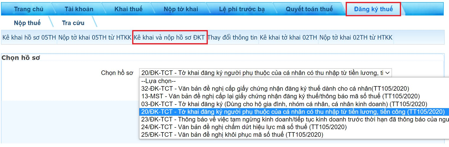 kê khai nộp hồ sơ thuế