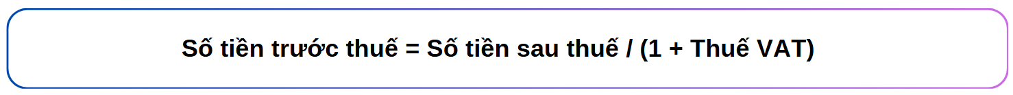 công thức tính VAT ngược