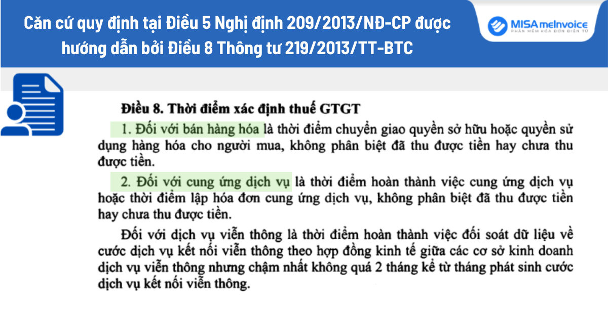 thời điểm xác định thuế GTG